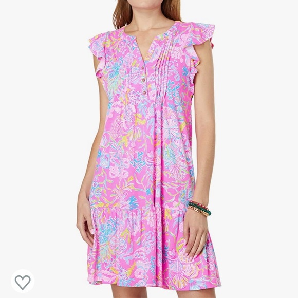 Lilly Pulitzer Dresses & Skirts - Lilly Pulitzer Golda Flutter Sleeve Dress - Pink Isle Shell Me Something Good